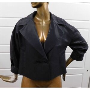 St John Black Wet Look‎ Crystal Button Jacket sz 8